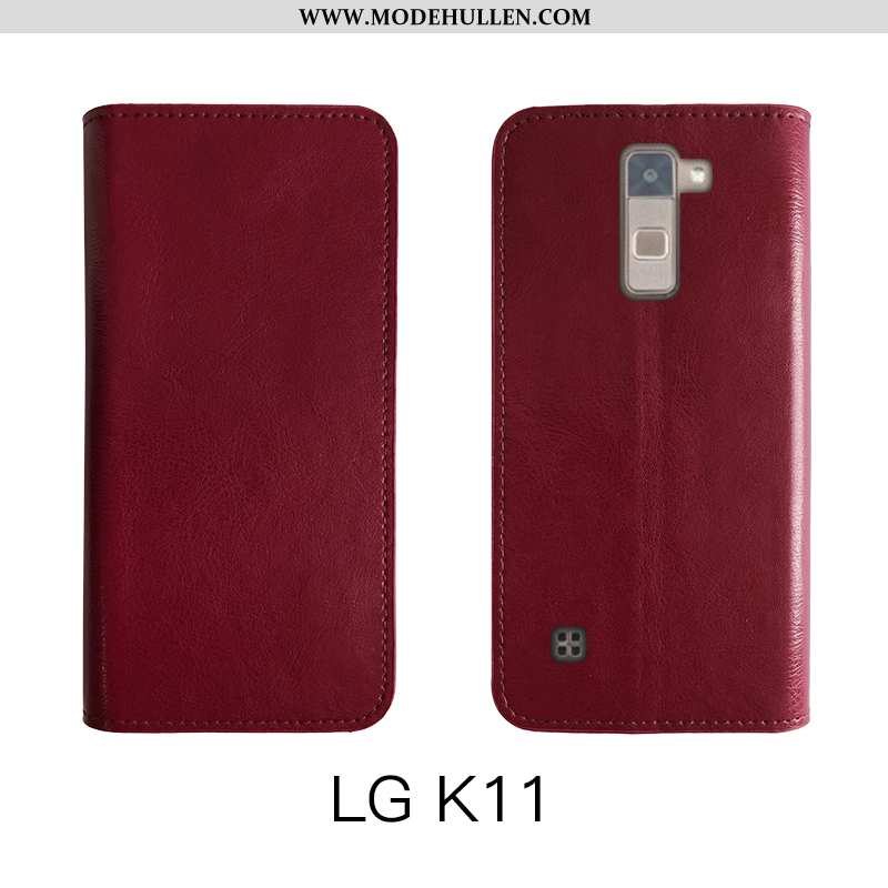 Hülle Lg K11 Schutz Echt Leder Case Weiche Folio Einfach Braun