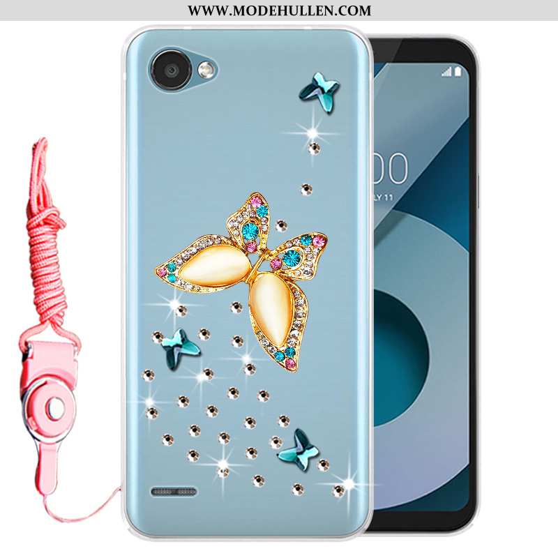 Hülle Lg Q6 Silikon Schutz Strass Case Weiß Handy Weiße