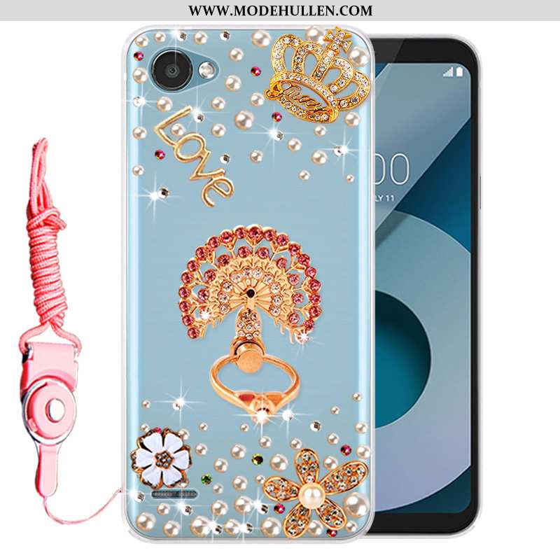 Hülle Lg Q6 Silikon Schutz Strass Case Weiß Handy Weiße