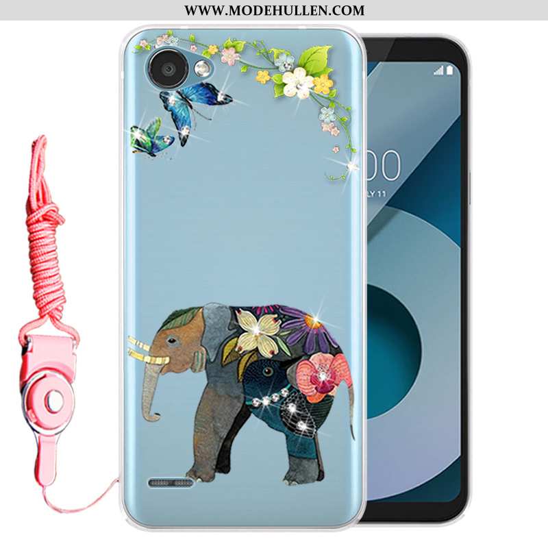 Hülle Lg Q6 Silikon Schutz Strass Case Weiß Handy Weiße
