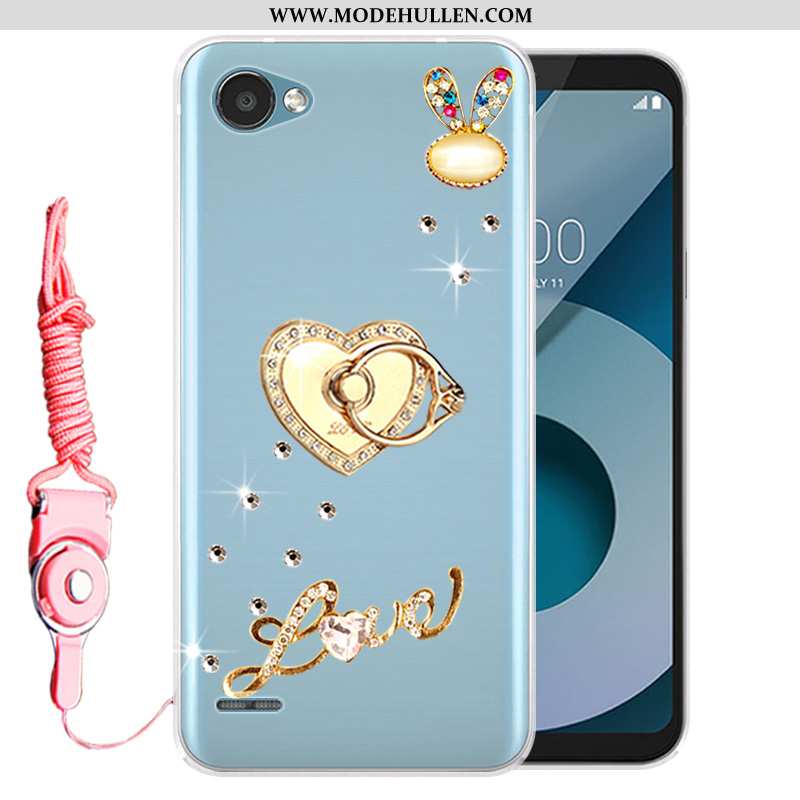 Hülle Lg Q6 Silikon Schutz Strass Case Weiß Handy Weiße