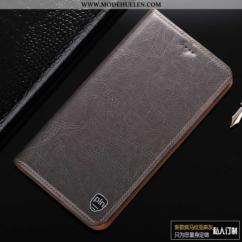 Hülle Lg Q7 Lederhülle Echt Leder Neu Handy Case Alt Grau