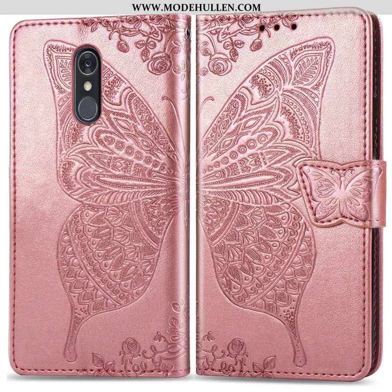 Hülle Lg Q7 Nette Leder Case Blumen Einfarbig Folio Schmetterling Lila