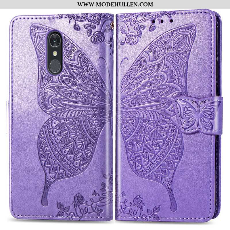 Hülle Lg Q7 Nette Leder Case Blumen Einfarbig Folio Schmetterling Lila