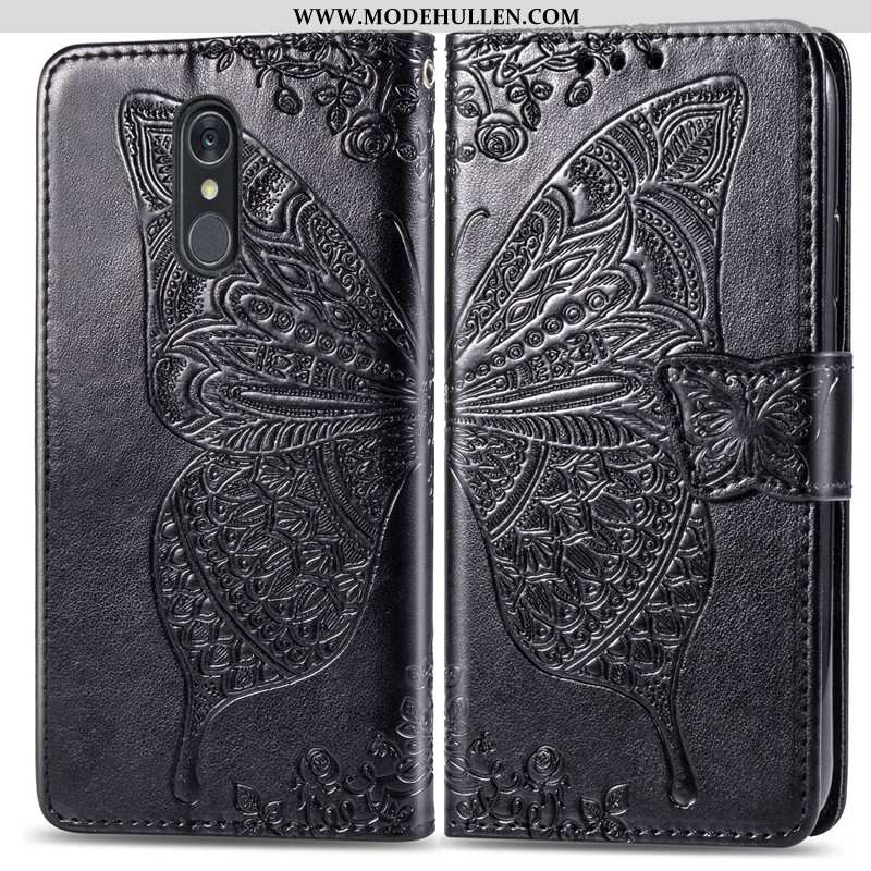 Hülle Lg Q7 Nette Leder Case Blumen Einfarbig Folio Schmetterling Lila