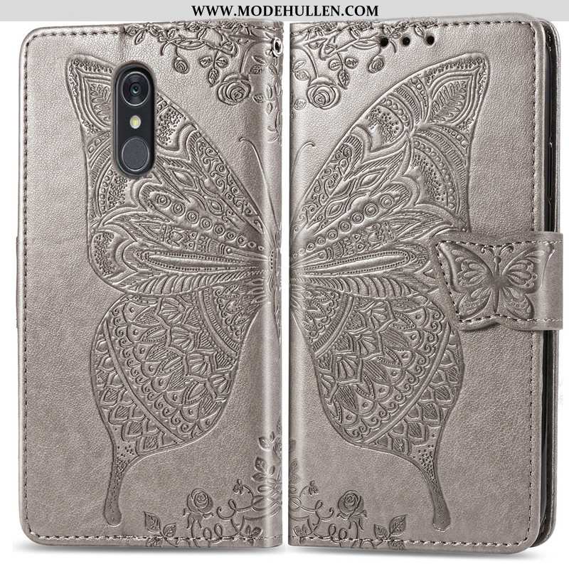 Hülle Lg Q7 Nette Leder Case Blumen Einfarbig Folio Schmetterling Lila