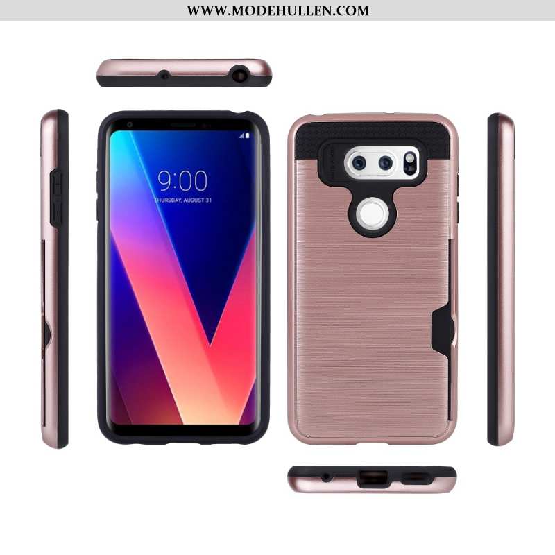 Hülle Lg V30 Schutz Handy Karte Case Rosa Seide