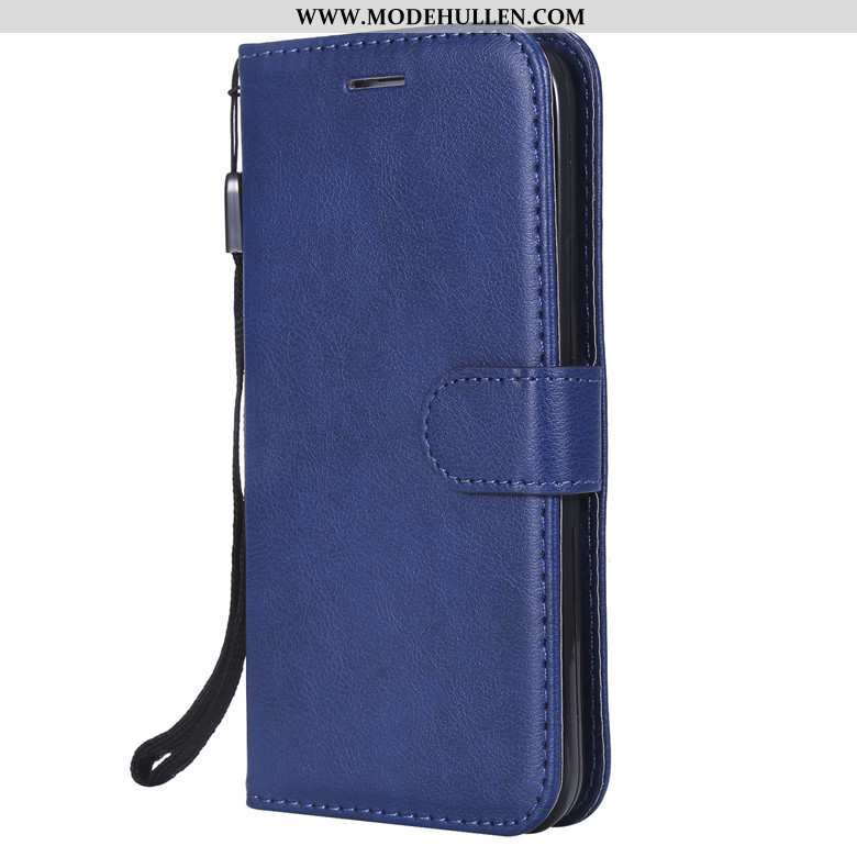 Hülle Lg V30 Schutz Lederhülle Einfarbig Case Handy Folio Blau