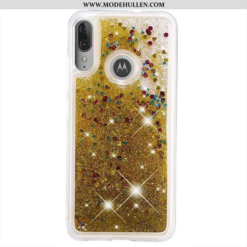 Hülle Moto E6 Plus Karikatur Treibsand Anti-sturz Case Gold Handy