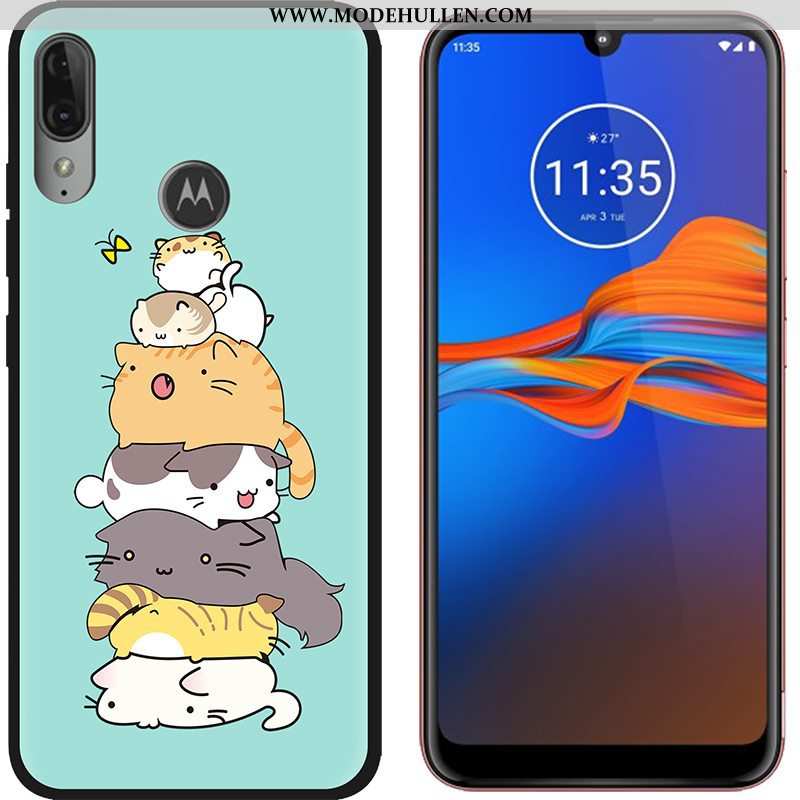 Hülle Moto E6 Plus Karikatur Trend Stoff Schwarz Gemalt Nubuck Schlussverkauf Lila