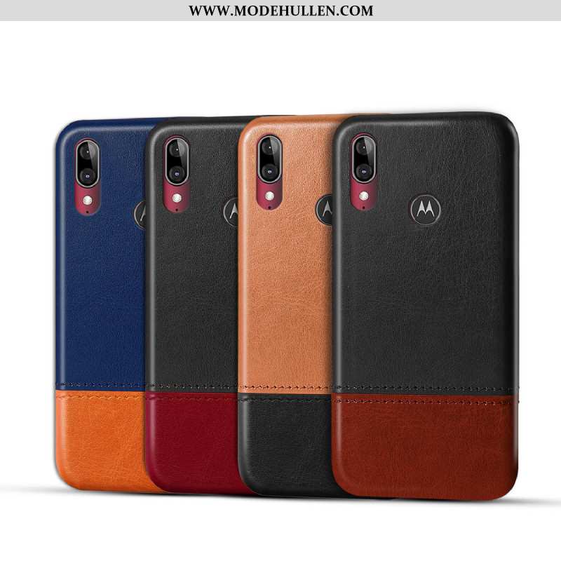 Hülle Moto E6 Plus Lederhülle Schutz Schwarz Handy