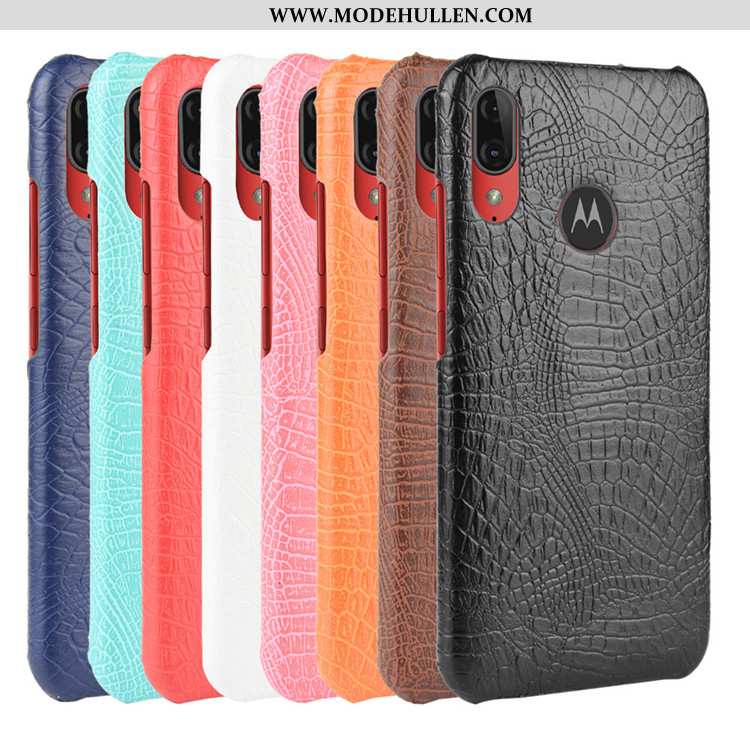 Hülle Moto E6 Plus Muster Trend Case Schwer Handy Schutz Leder Schwarz