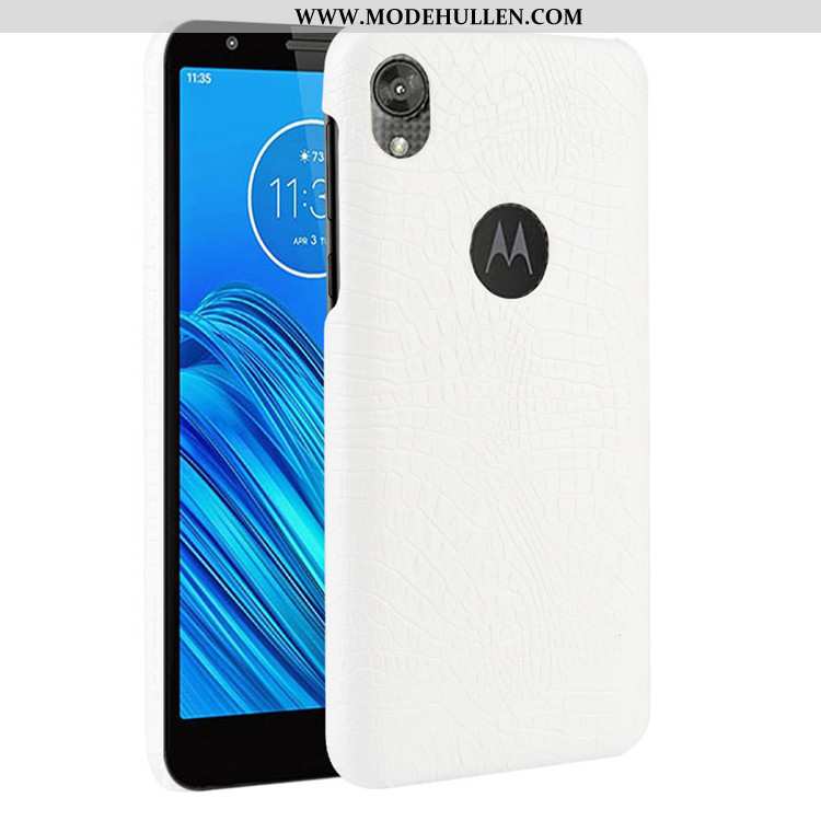 Hülle Moto E6 Plus Muster Trend Case Schwer Handy Schutz Leder Schwarz