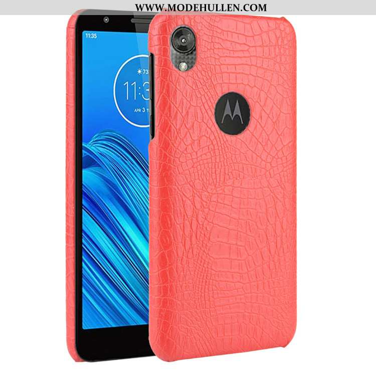 Hülle Moto E6 Plus Muster Trend Case Schwer Handy Schutz Leder Schwarz