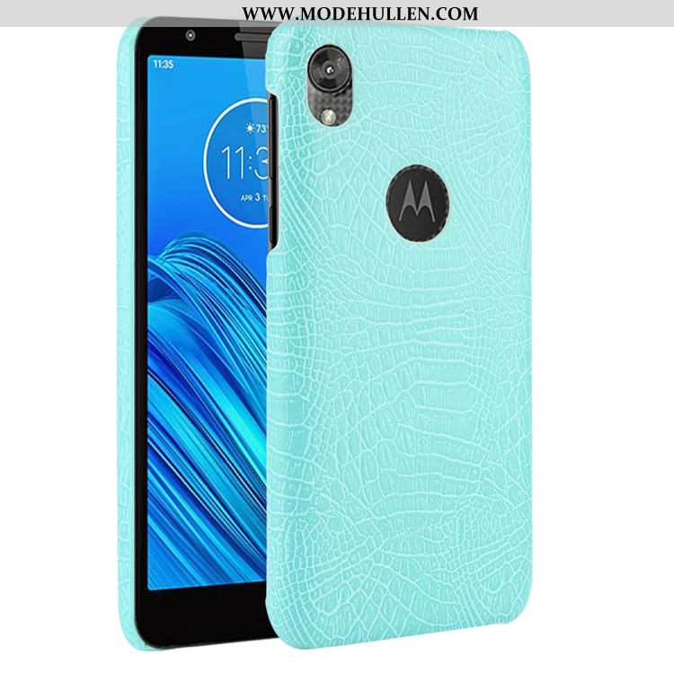 Hülle Moto E6 Plus Muster Trend Case Schwer Handy Schutz Leder Schwarz