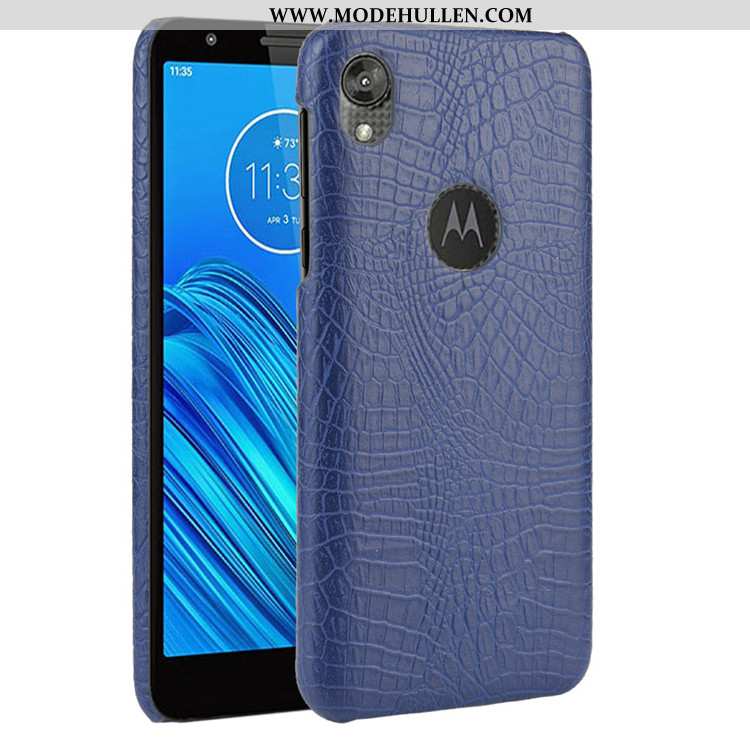 Hülle Moto E6 Plus Muster Trend Case Schwer Handy Schutz Leder Schwarz