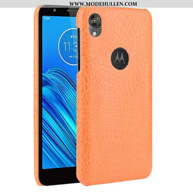 Hülle Moto E6 Plus Muster Trend Case Schwer Handy Schutz Leder Schwarz