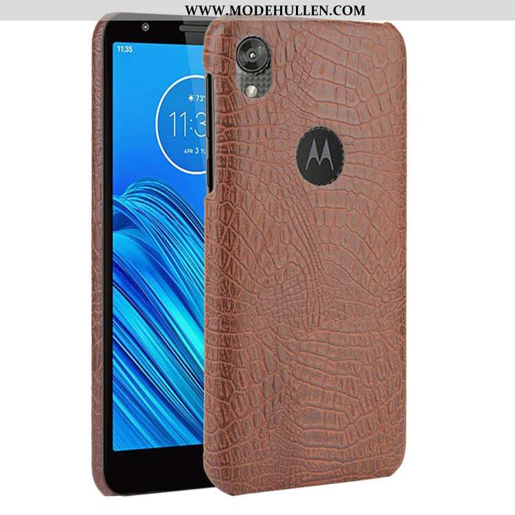 Hülle Moto E6 Plus Muster Trend Case Schwer Handy Schutz Leder Schwarz