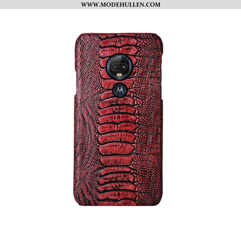 Hülle Moto G7 Luxus Persönlichkeit Leder Top Leder Rot Vogel Angepasst Rote