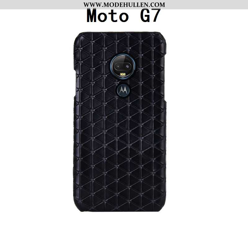 Hülle Moto G7 Mode Luxus Schutz Leder Kreativ Kuh Schwarz