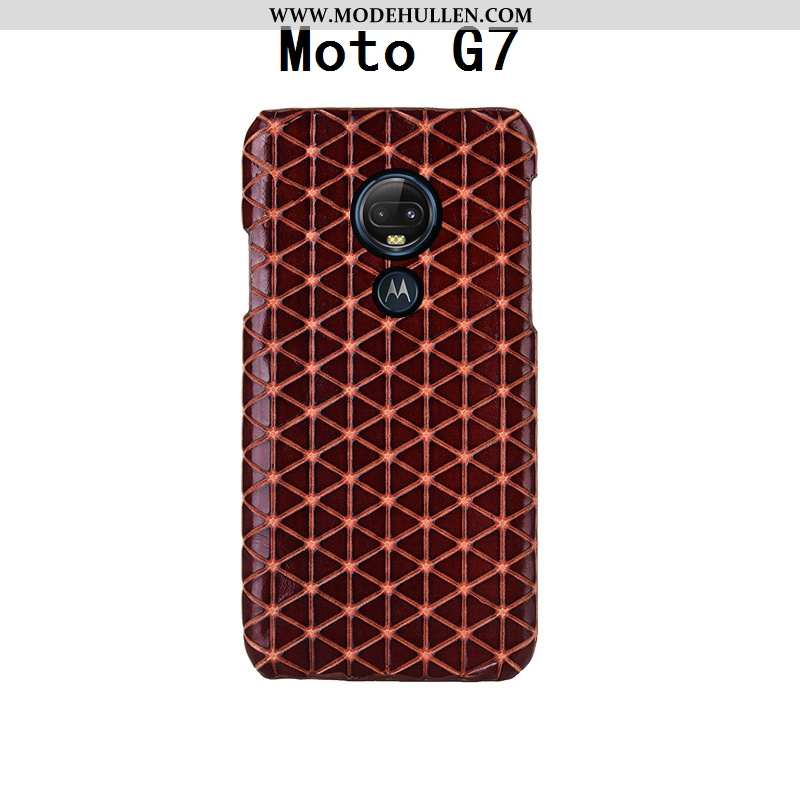 Hülle Moto G7 Mode Luxus Schutz Leder Kreativ Kuh Schwarz