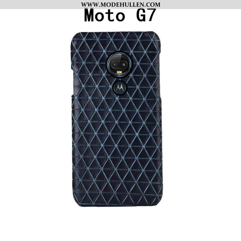 Hülle Moto G7 Mode Luxus Schutz Leder Kreativ Kuh Schwarz