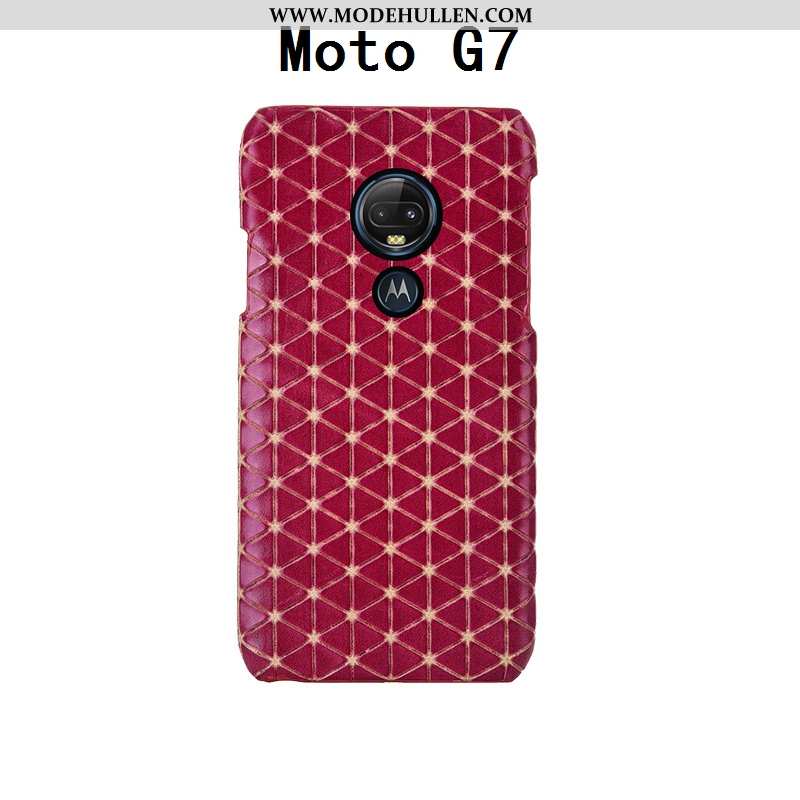 Hülle Moto G7 Mode Luxus Schutz Leder Kreativ Kuh Schwarz