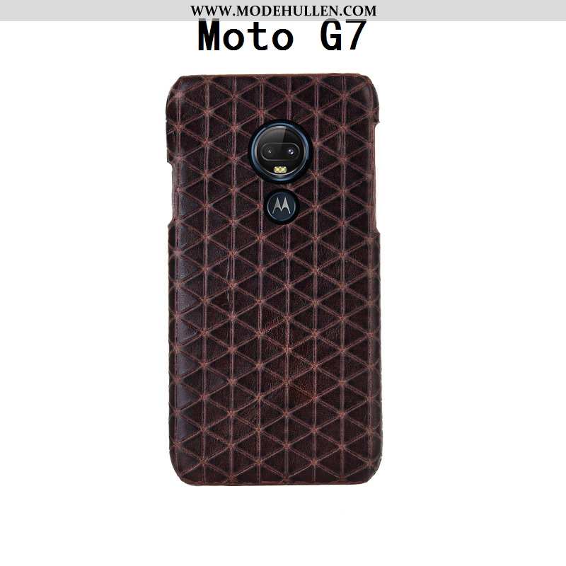 Hülle Moto G7 Mode Luxus Schutz Leder Kreativ Kuh Schwarz