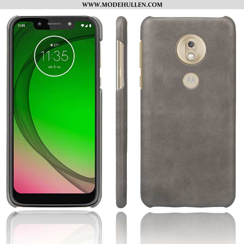 Hülle Moto G7 Play Retro Leder Orange Case Schutz Schwer Handy