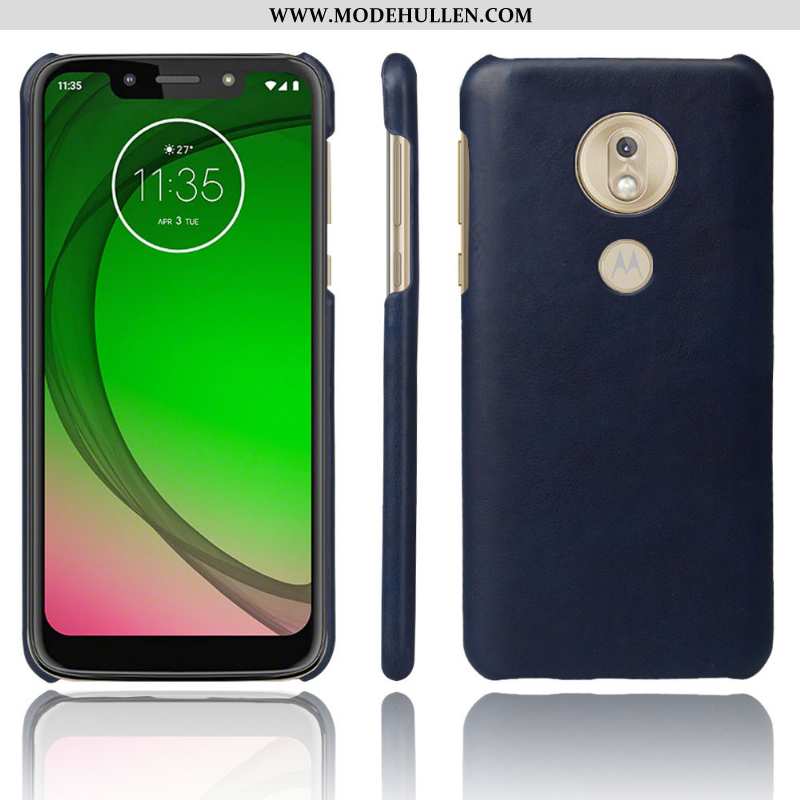 Hülle Moto G7 Play Retro Leder Orange Case Schutz Schwer Handy