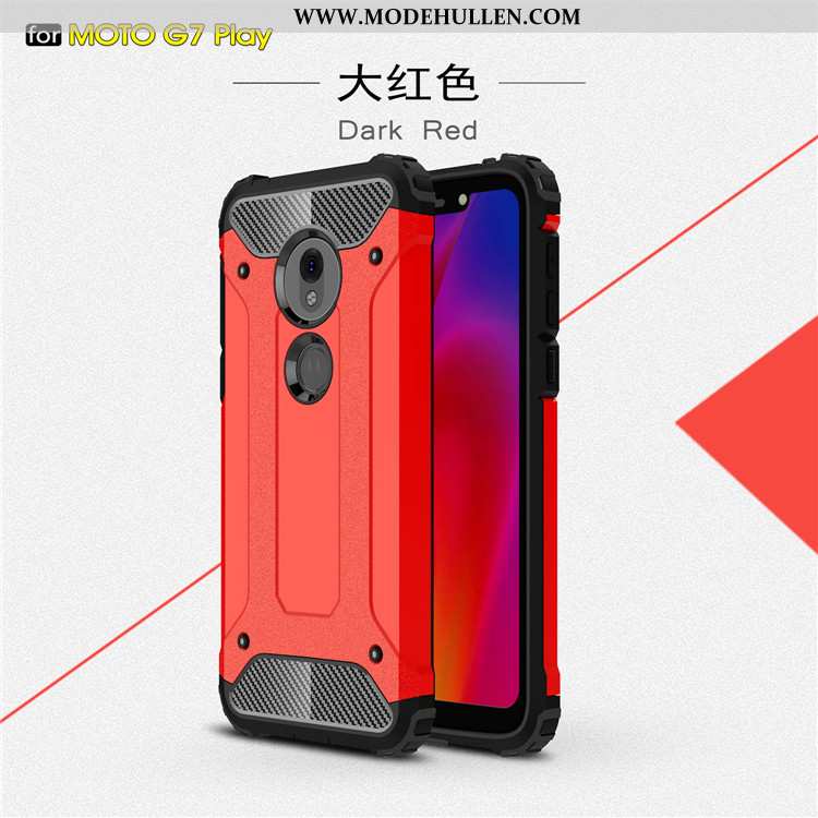 Hülle Moto G7 Play Schutz Alles Inklusive Handy Anti-sturz Case Rot Rote