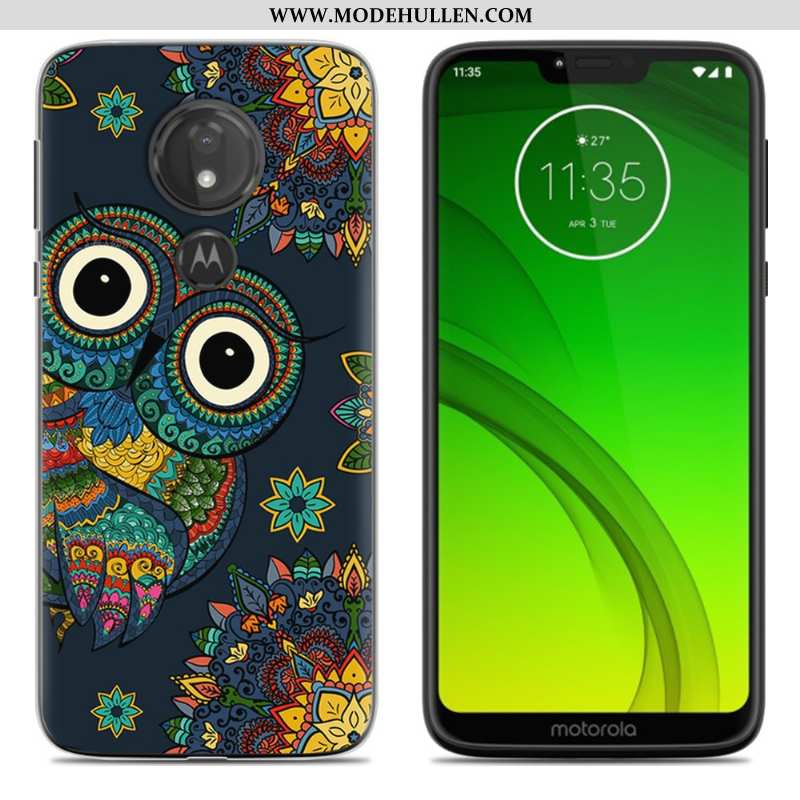 Hülle Moto G7 Play Schutz Karikatur Einfassung Grün Weiche Gemalt