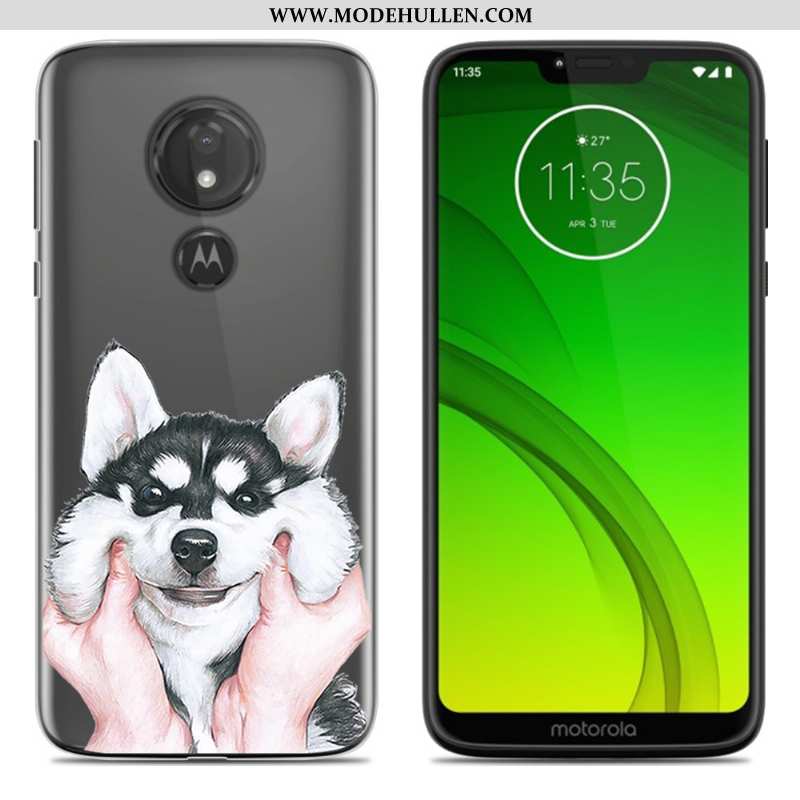 Hülle Moto G7 Play Schutz Karikatur Einfassung Grün Weiche Gemalt