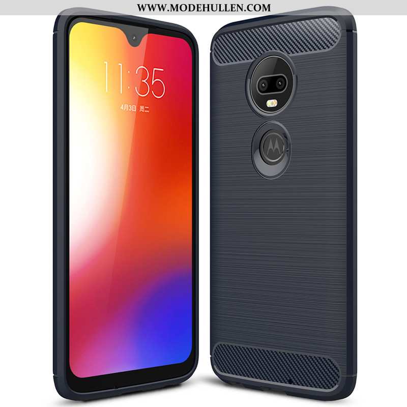 Hülle Moto G7 Plus Schutz Trend Faser Silikon Einfach Weiche Neu Schwarz