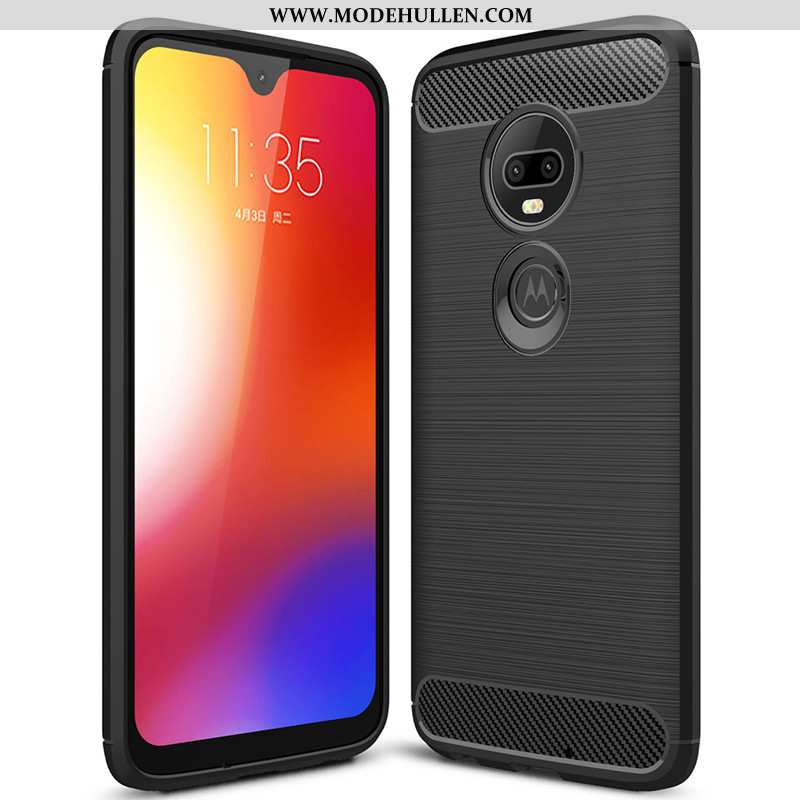 Hülle Moto G7 Plus Schutz Trend Faser Silikon Einfach Weiche Neu Schwarz