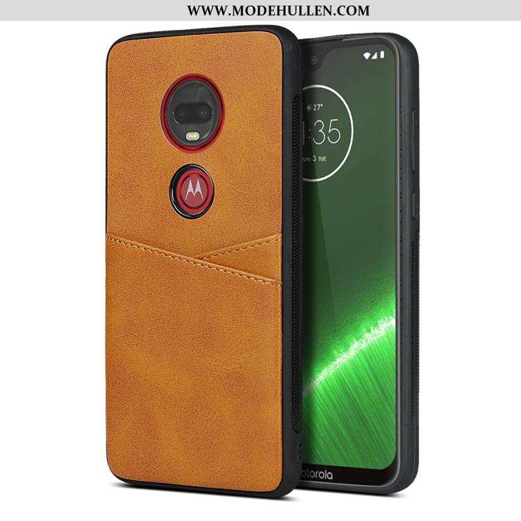 Hülle Moto G7 Plus Schutz Weiche Handy Silikon Gelb Karte Gelbe