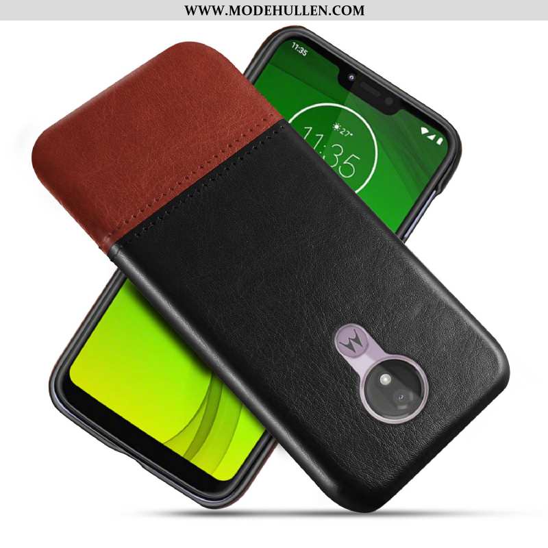 Hülle Moto G7 Power Echt Leder Schutz Case Qualität Handy Business Schwarz