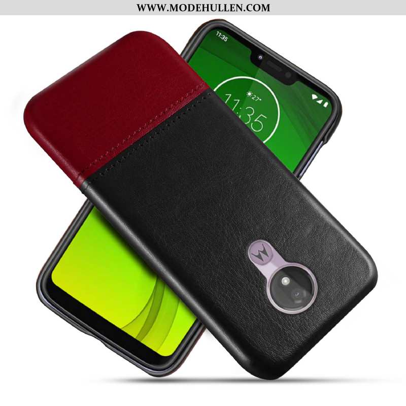 Hülle Moto G7 Power Echt Leder Schutz Case Qualität Handy Business Schwarz