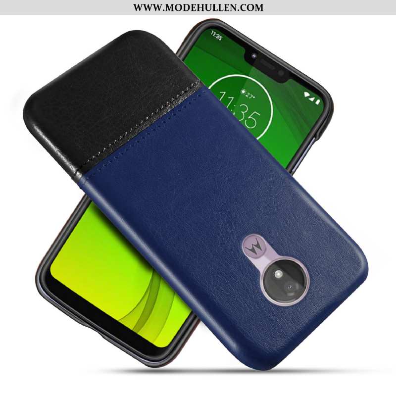 Hülle Moto G7 Power Echt Leder Schutz Case Qualität Handy Business Schwarz