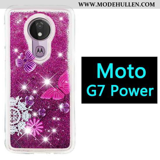 Hülle Moto G7 Power Karikatur Handy Treibsand Case Lila Ballon