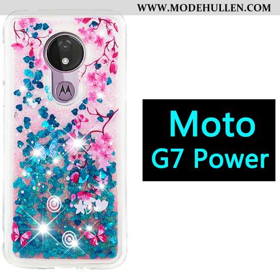 Hülle Moto G7 Power Karikatur Handy Treibsand Case Lila Ballon