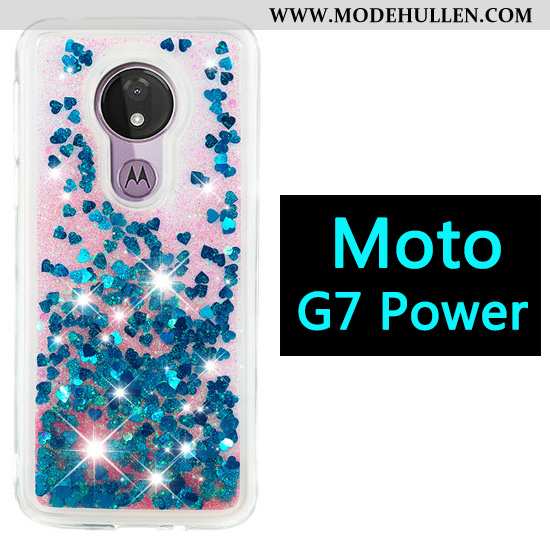 Hülle Moto G7 Power Karikatur Handy Treibsand Case Lila Ballon