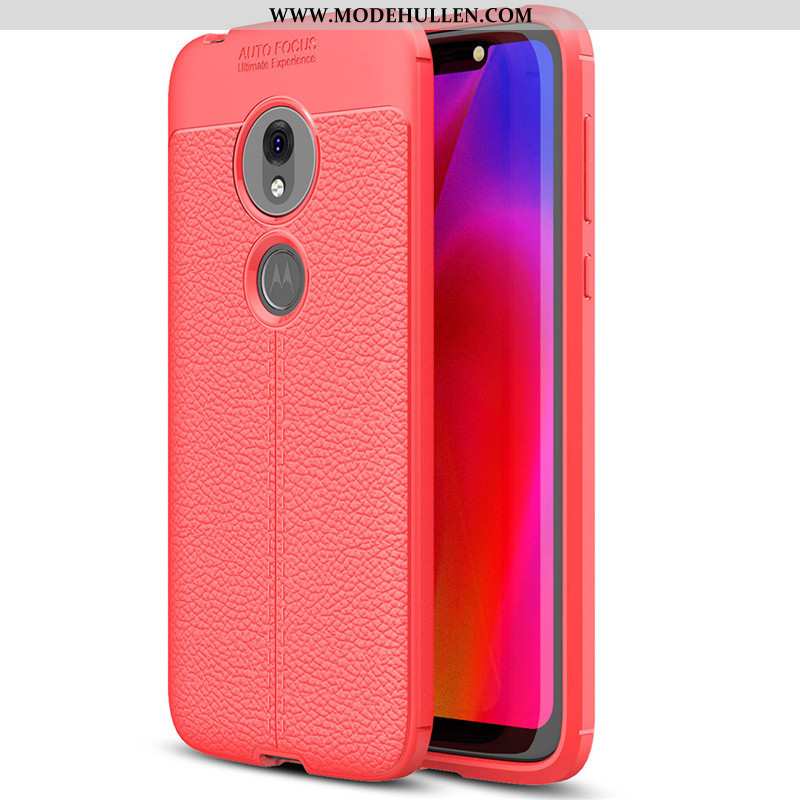 Hülle Moto G7 Power Silikon Schutz Handy Leder Muster Rot Case Rote