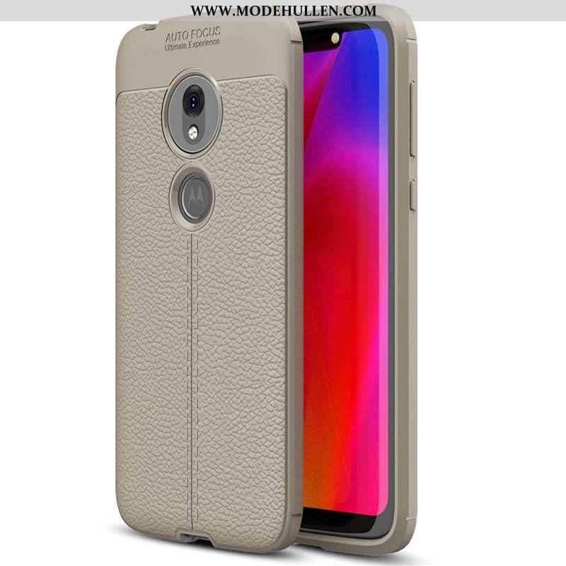 Hülle Moto G7 Power Silikon Schutz Handy Leder Muster Rot Case Rote