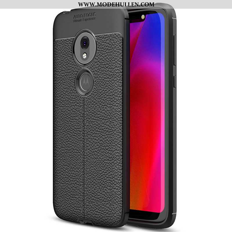 Hülle Moto G7 Power Silikon Schutz Handy Leder Muster Rot Case Rote