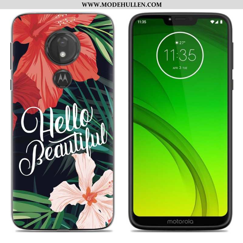 Hülle Moto G7 Power Weiche Karikatur Lila Neu Handy Case