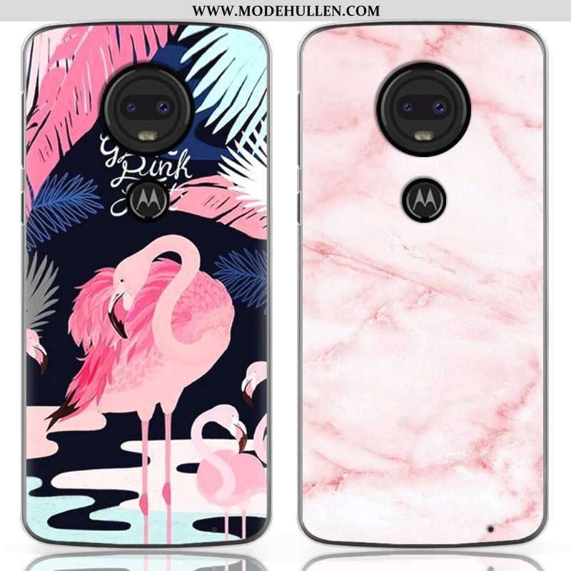 Hülle Moto G7 Silikon Case Persönlichkeit Case Rosa Neu Weiche