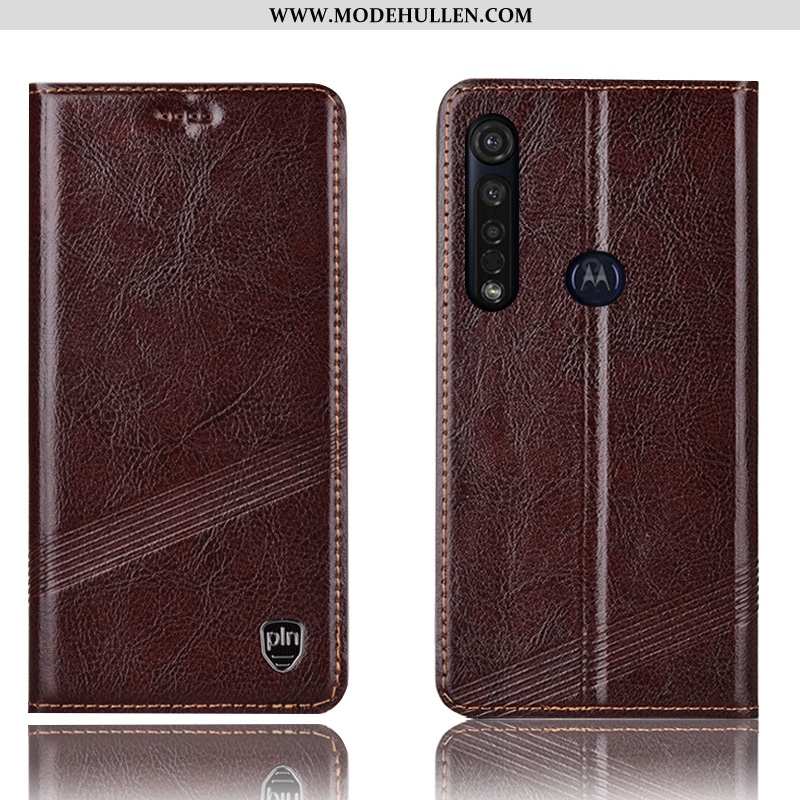 Hülle Moto G8 Plus Echt Leder Schutz Folio Handy Case Alles Inklusive Rote