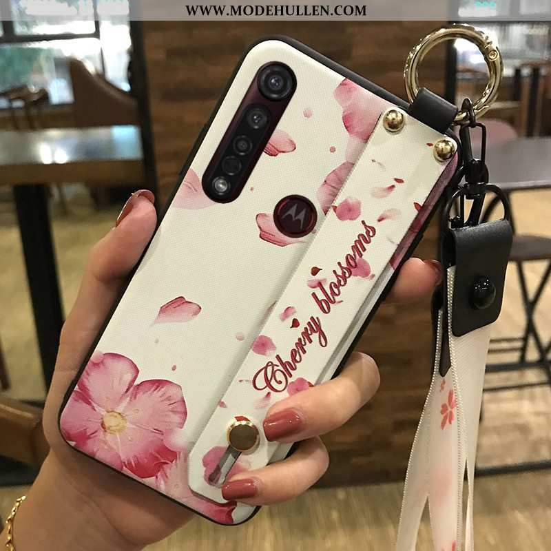 Hülle Moto G8 Plus Hängende Verzierungen Weiche Halterung Rosa Mini Case