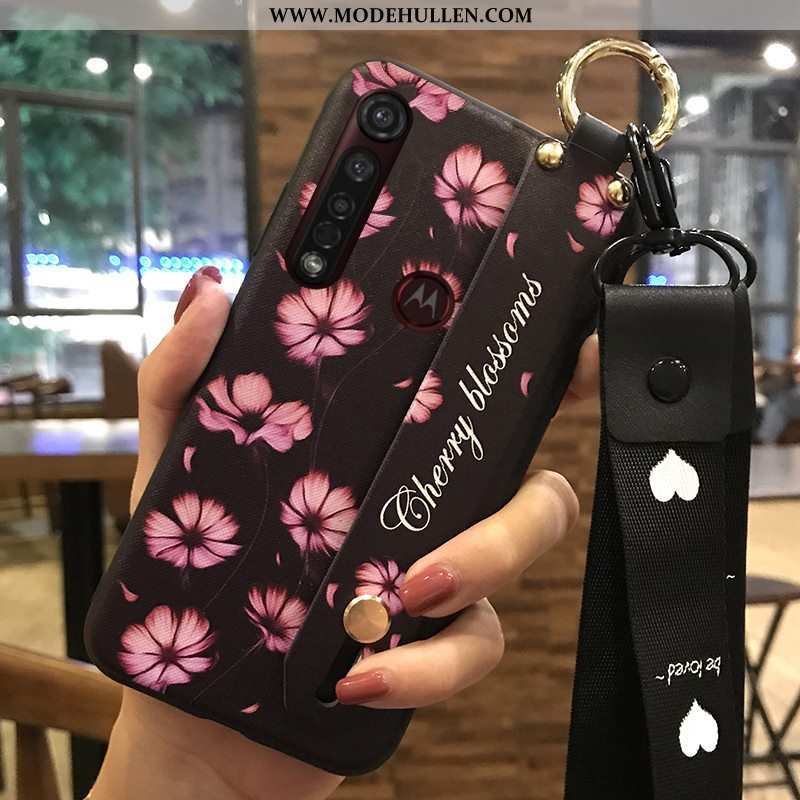 Hülle Moto G8 Plus Hängende Verzierungen Weiche Halterung Rosa Mini Case